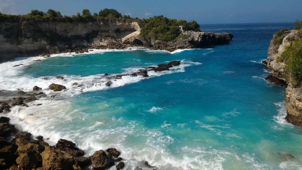 A turquoise cove between rocks